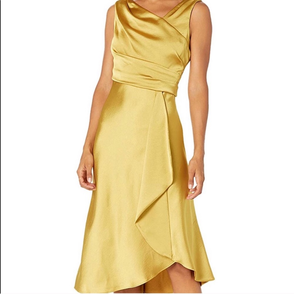 NWT Gold Mustard Yellow Taylor Satin Dress Size 12